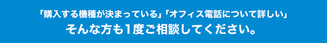 「購入する機種が決まっている」「オフィス電話について詳しい」そんな方も1度ご相談してください。